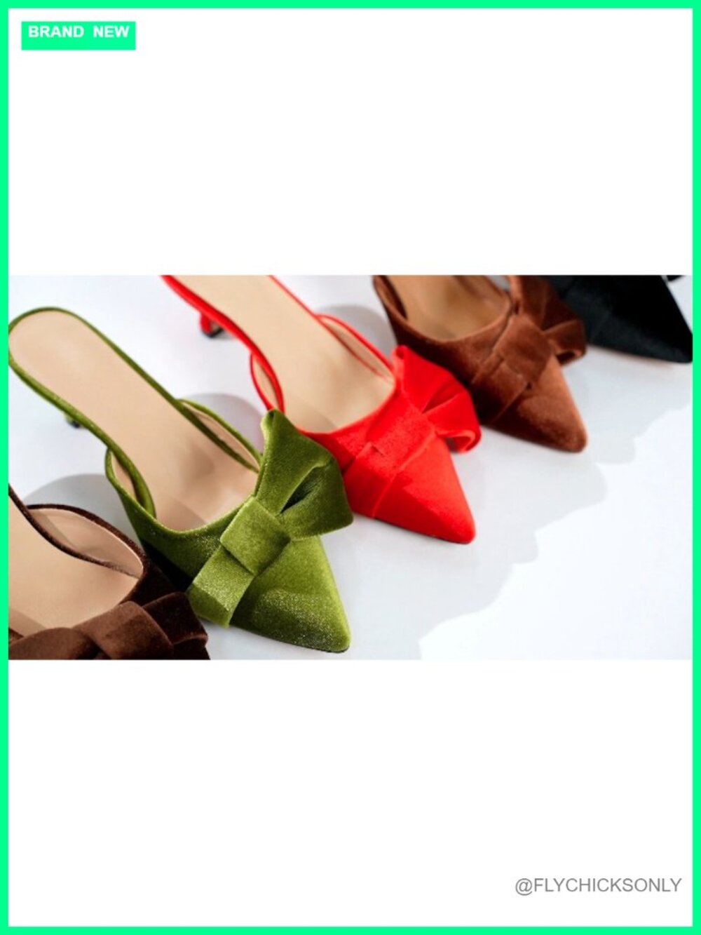 Closed Pointed Toe Kitten Heel Mules with Bow Slip on Pumps for Wedding Party - Picture 6 of 6